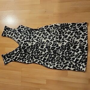 Love Stitch Black and White Animal Print Midi Dress
